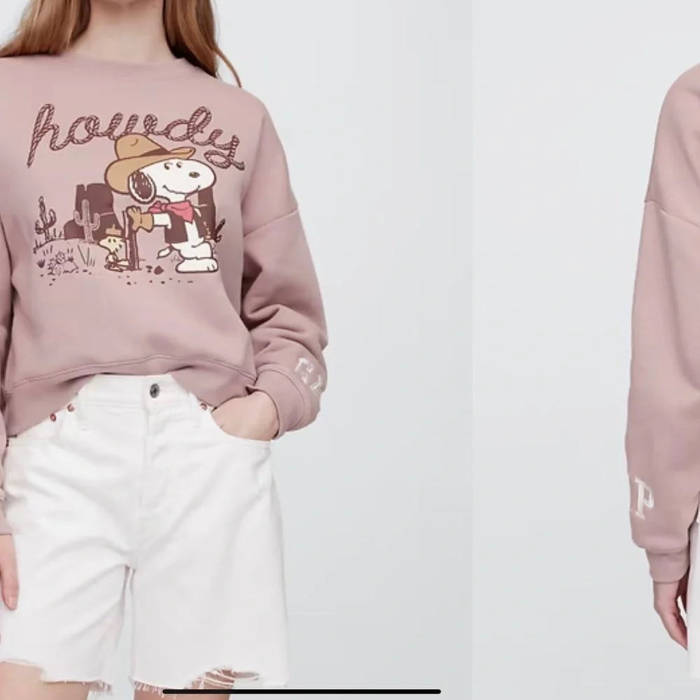 NWT Women’s GAP Factory Dusty Pink Snoopy Graphic Sweatshirt - Picture 5 of 8